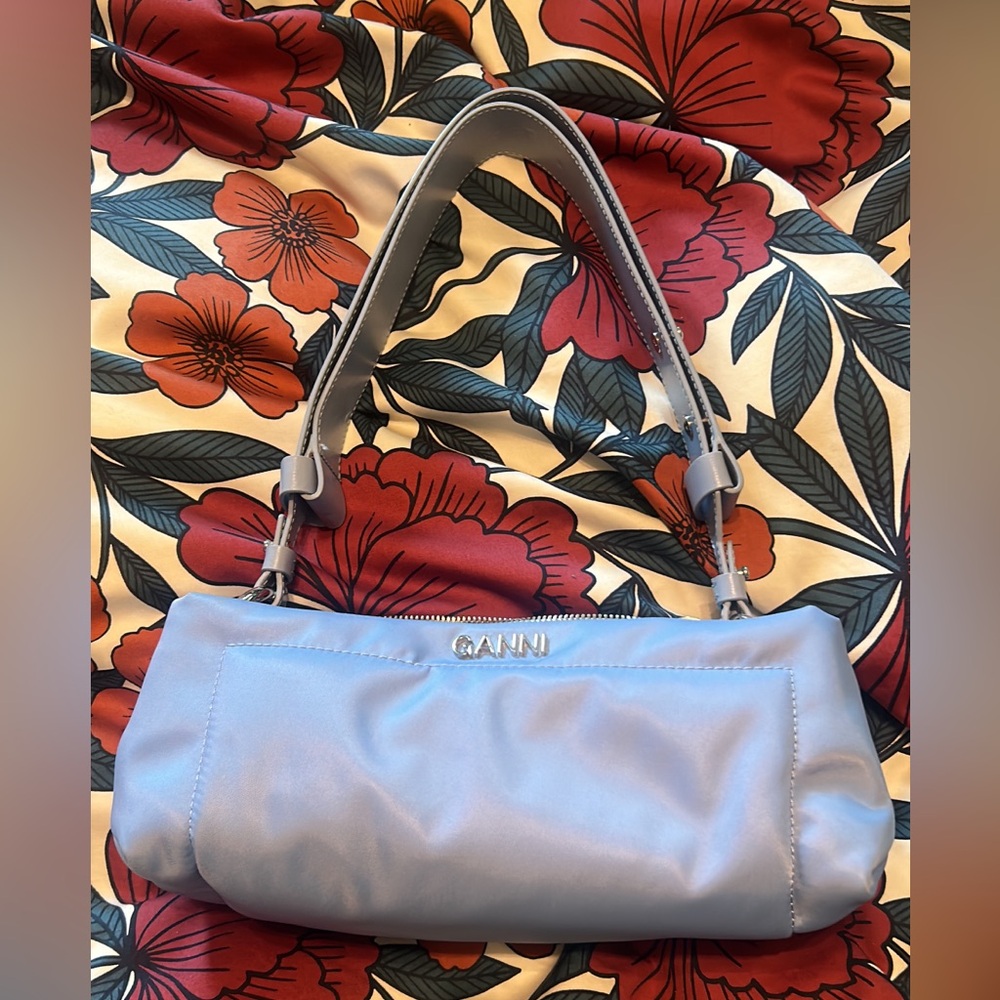Ganni nylon baguette shaped bag